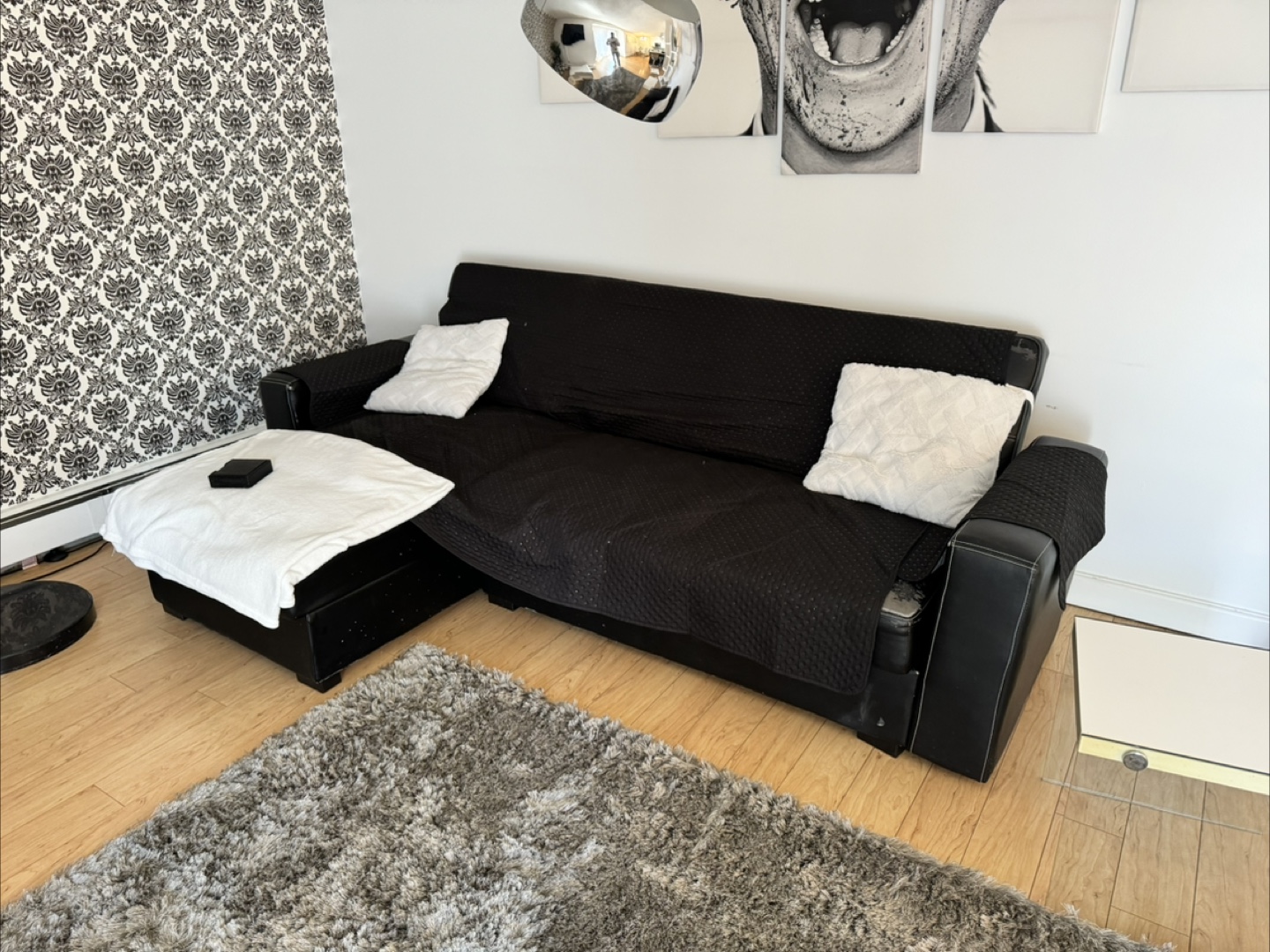 Black Leather Sectional Sofa includes cover - photo 4