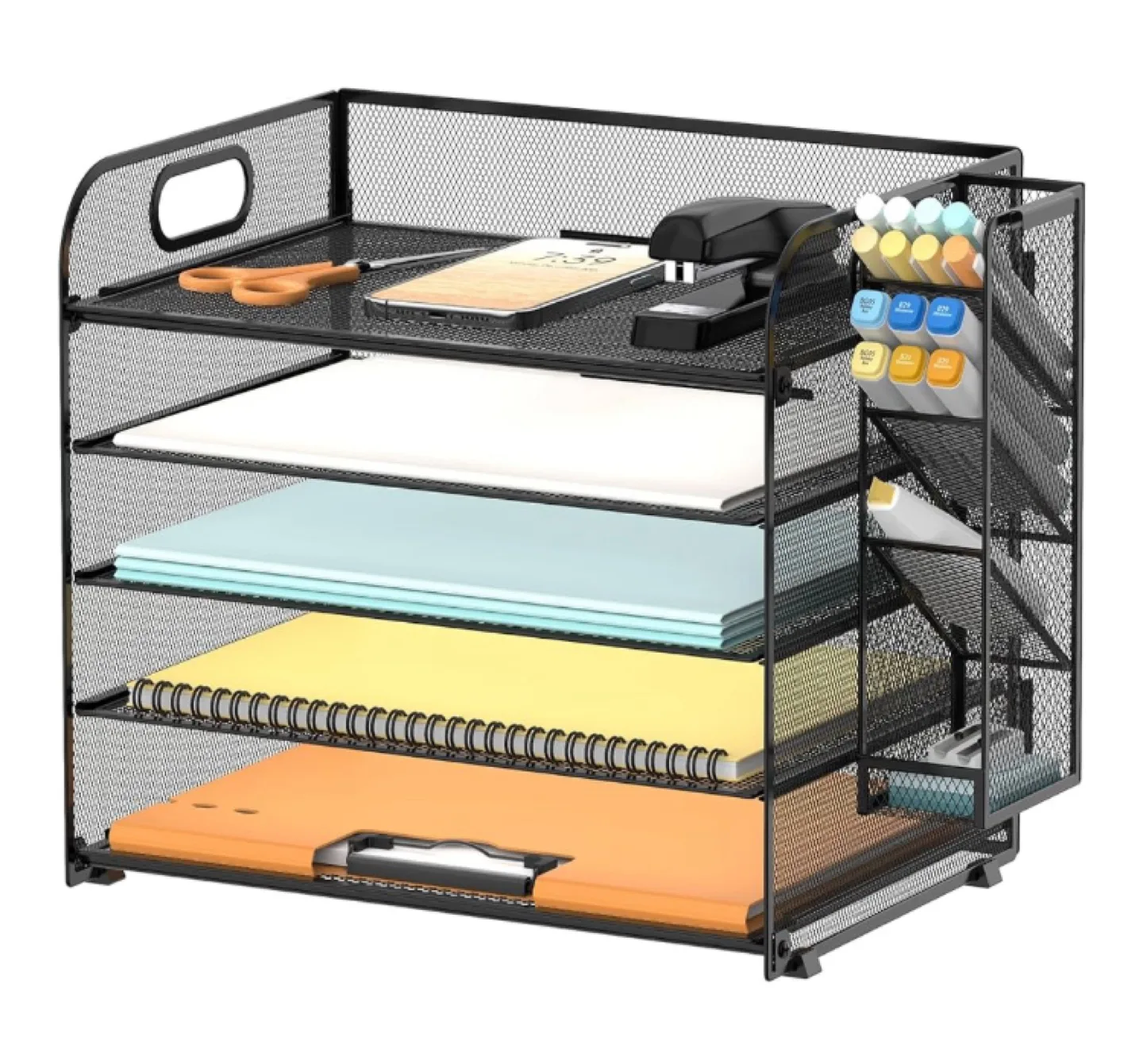 Black Metal Mesh Desk Organiser with Multiple Trays thumbnail