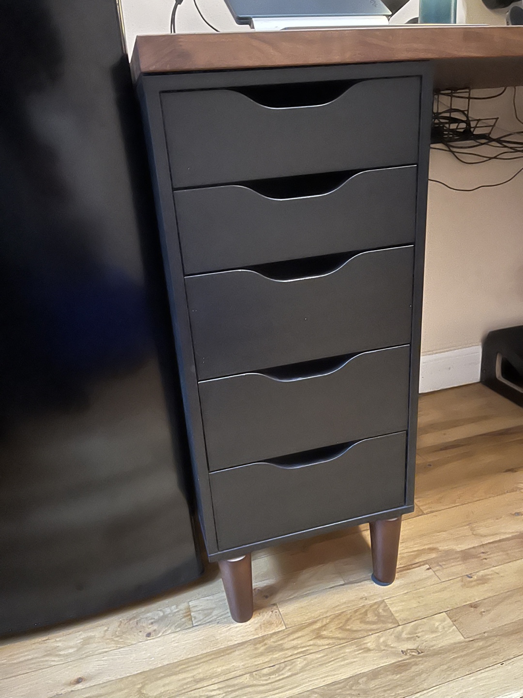 Walnut Top Home Office Desk with Drawers and Ergonomic Chair - photo 3