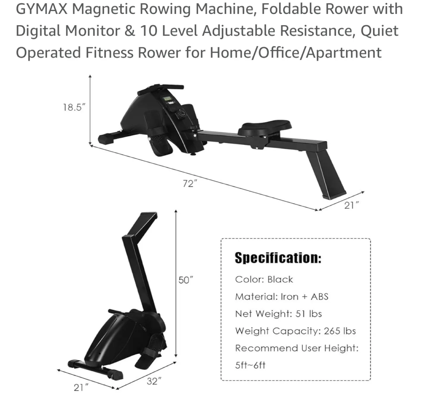 GYMAX Magnetic Rowing Machine - Foldable image indicator(5)