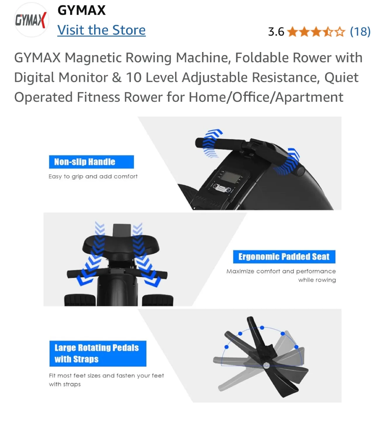 GYMAX Magnetic Rowing Machine - Foldable image indicator(8)