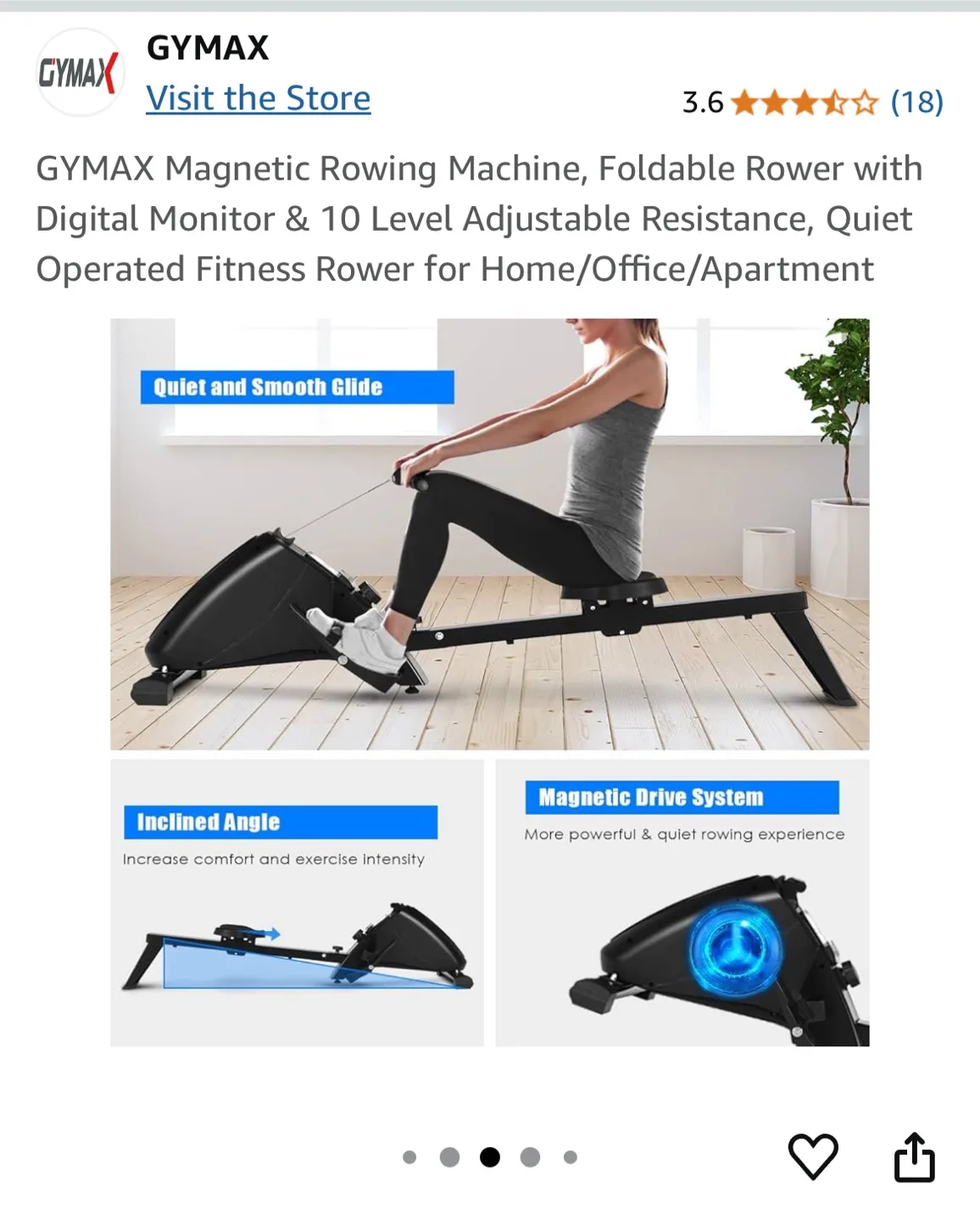 GYMAX Magnetic Rowing Machine - Foldable image indicator(7)