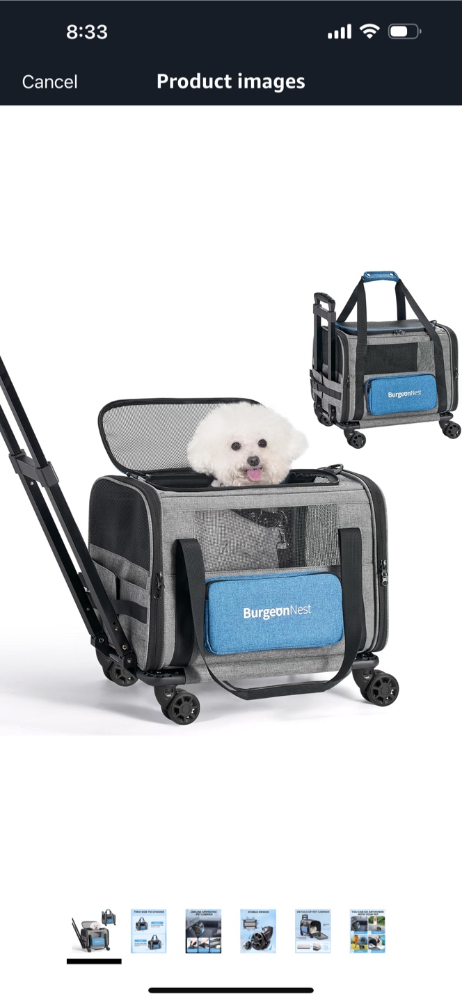 BurgeonNest Pet Carrier Rolling Travel Bag
