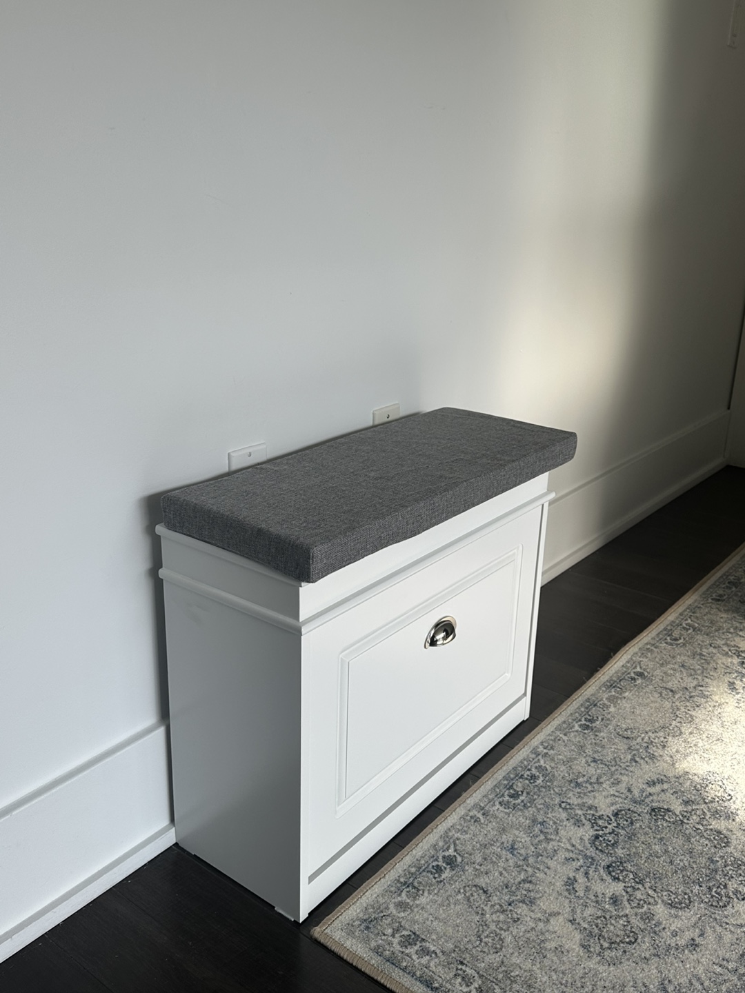 new and assembled cushioned shoe storage bench - photo 3