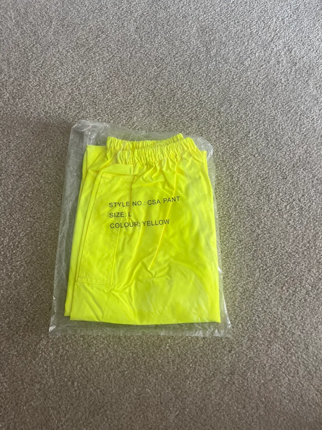 Yellow CSA-approved rain pants, size large image indicator(2)