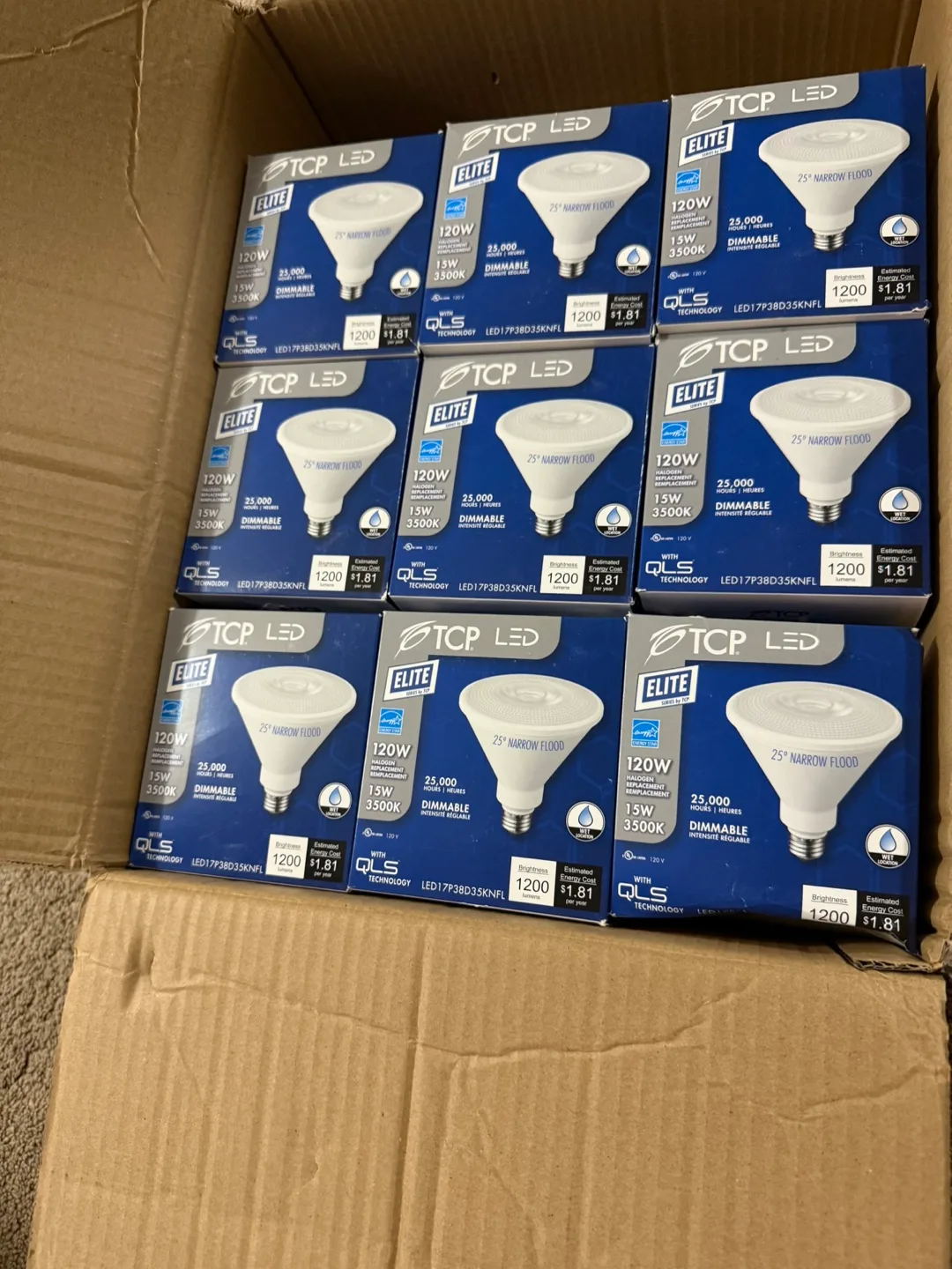 9 Pack TCP LED 25° Narrow Flood Bulbs - 120W Equivalent image indicator(4)