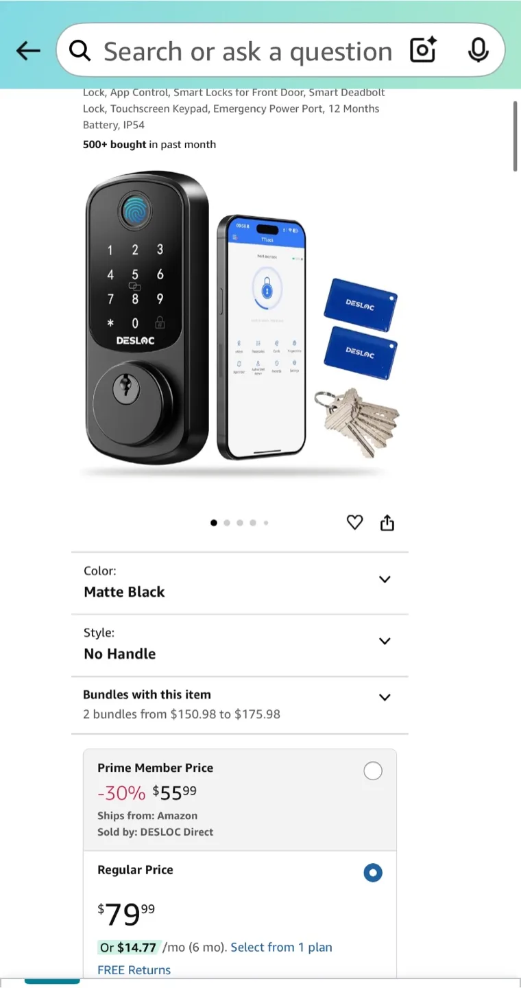 DESLOCA Smart Keyless Door Lock with Fingerprint, App image indicator(10)