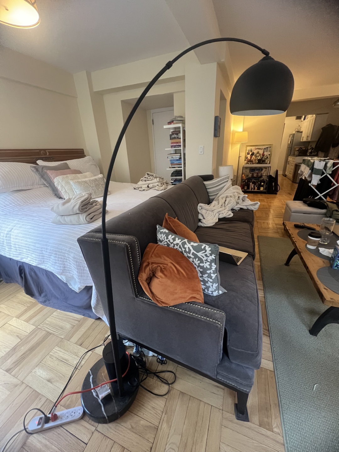 Arc Floor Lamp, Black Marble Base