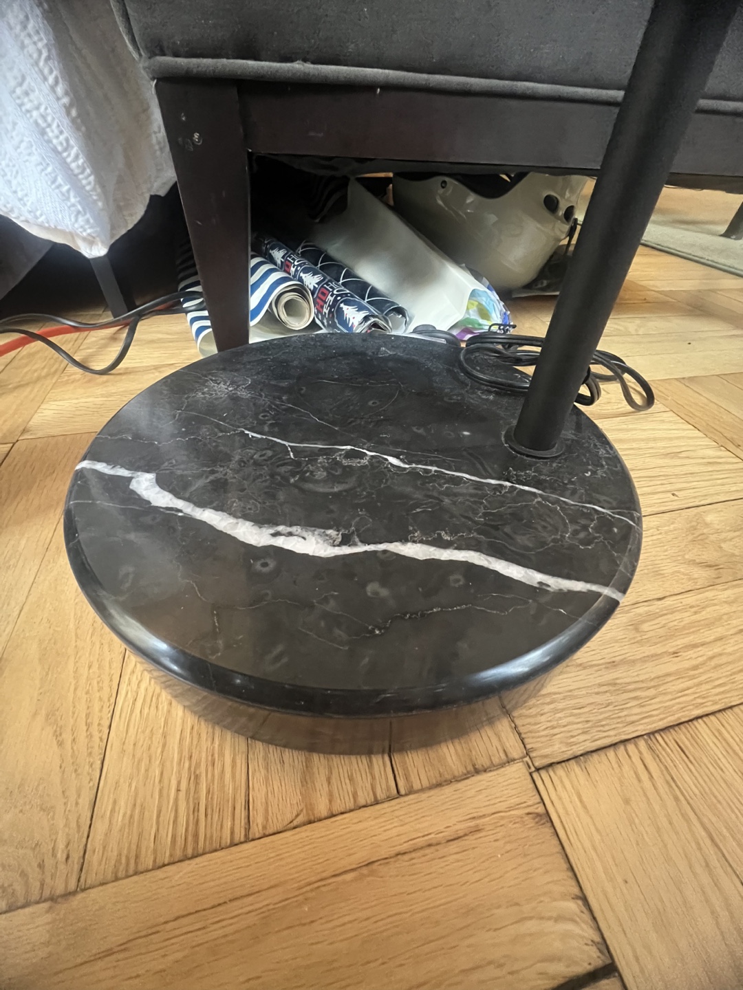 Arc Floor Lamp, Black Marble Base - photo 2