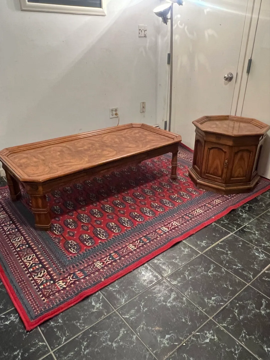 Vintage Real Wood Coffee & Octagon Side Table - Delivery Extra thumbnail