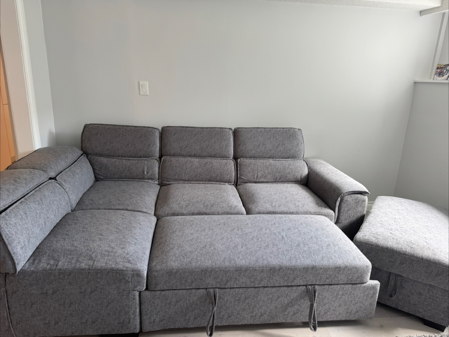 Grey Sectional Sofa with Ottoman