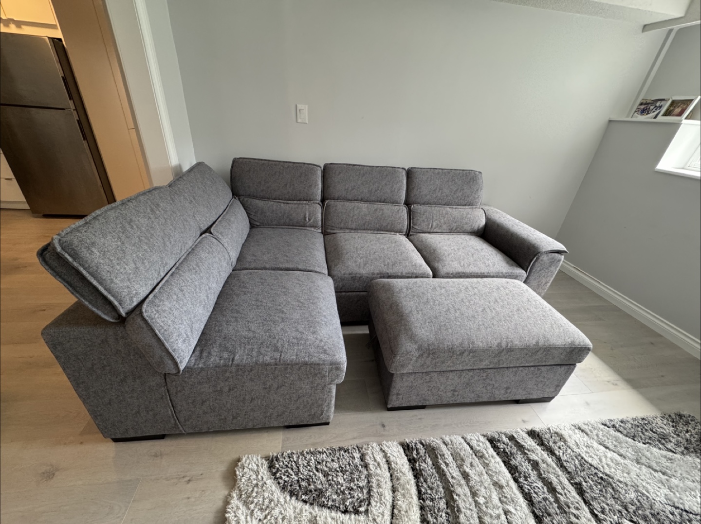 Grey Sectional Sofa with Ottoman - photo 2