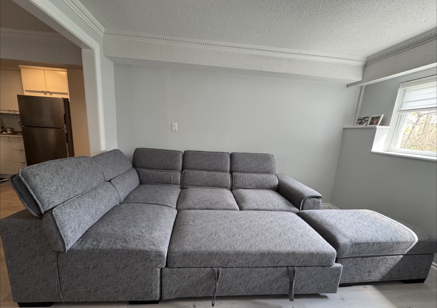 Grey Sectional Sofa with Ottoman - photo 3