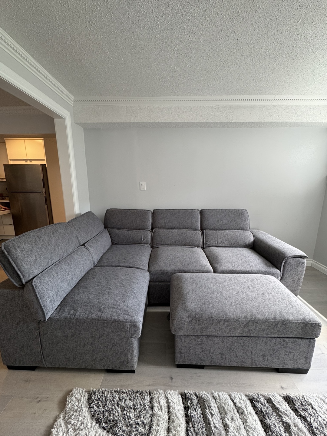 Grey Sectional Sofa with Ottoman - photo 4