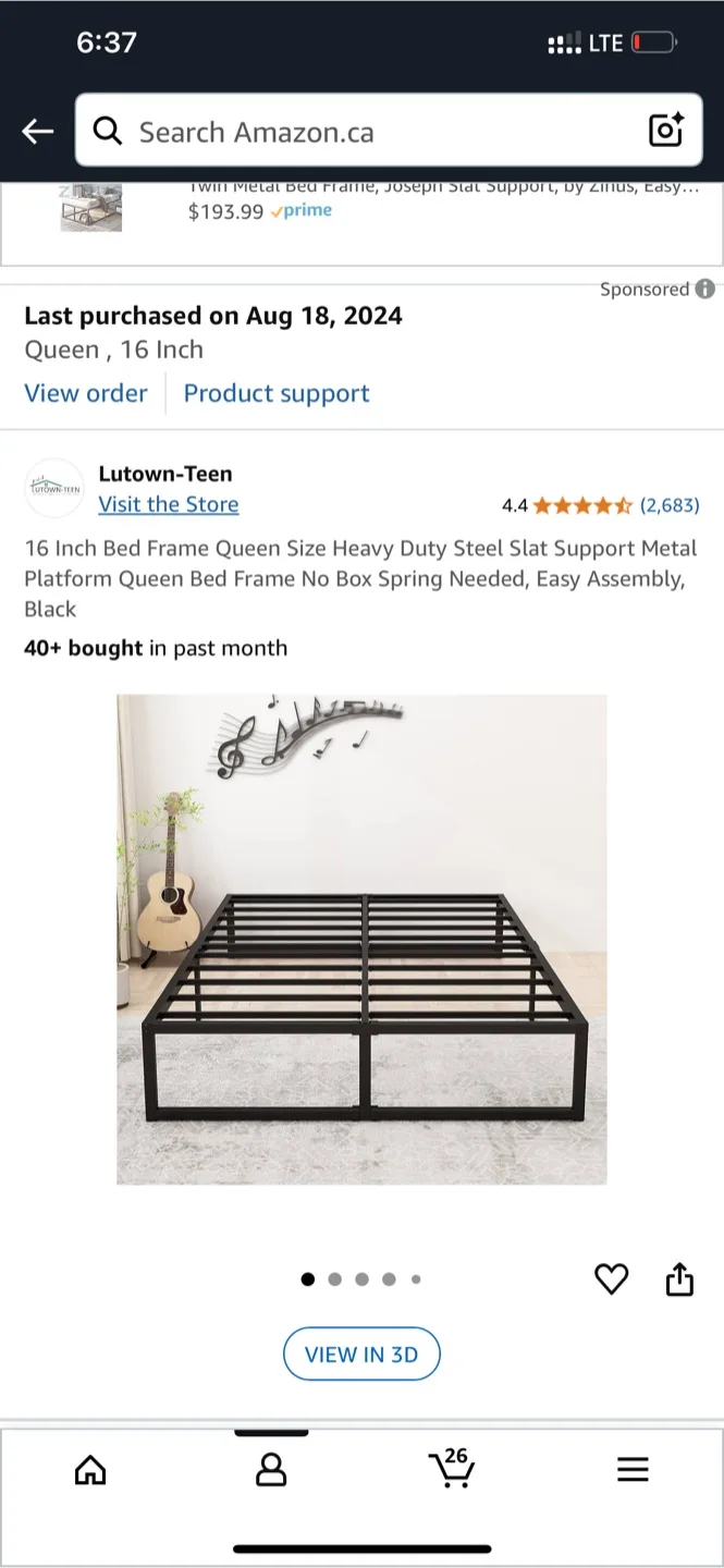 Queen Size Metal Platform Bed Frame - 16 Inch thumbnail