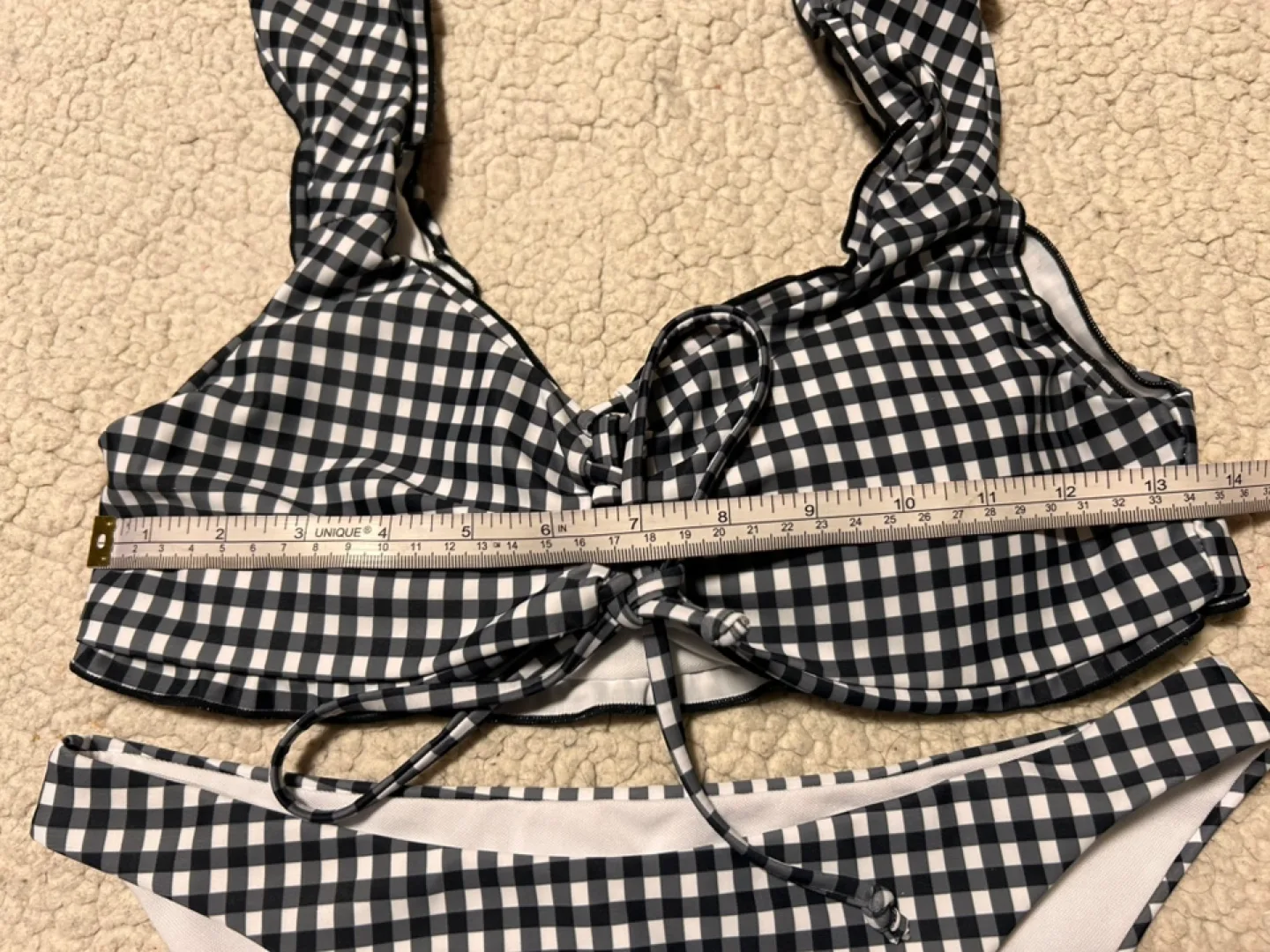 Black and White Gingham Bikini Set image indicator(6)