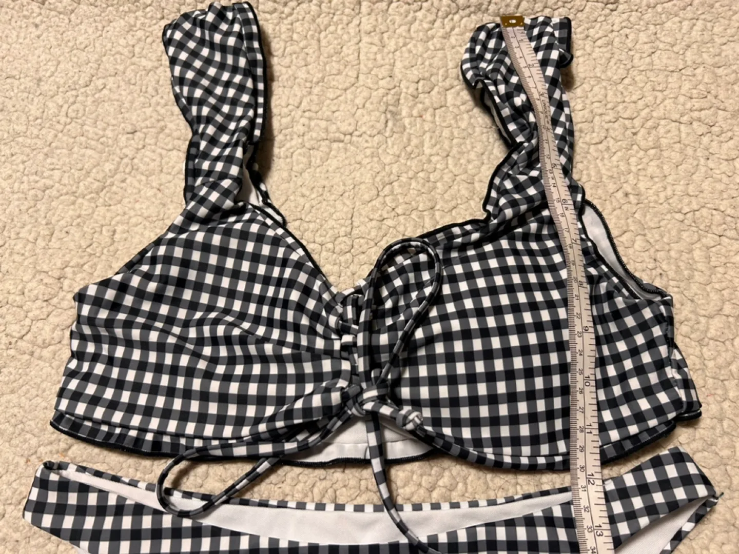 Black and White Gingham Bikini Set image indicator(7)