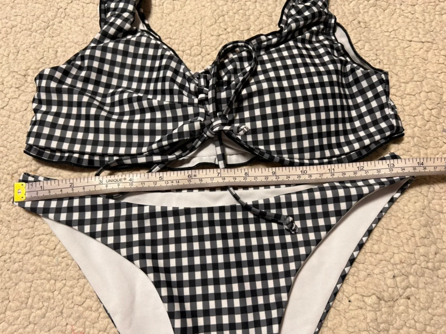 Black and White Gingham Bikini Set image indicator(5)