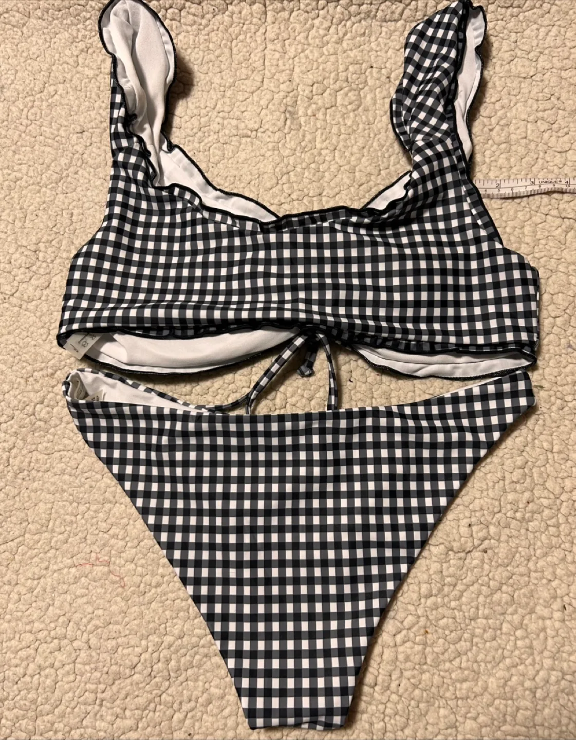 Black and White Gingham Bikini Set image indicator(8)
