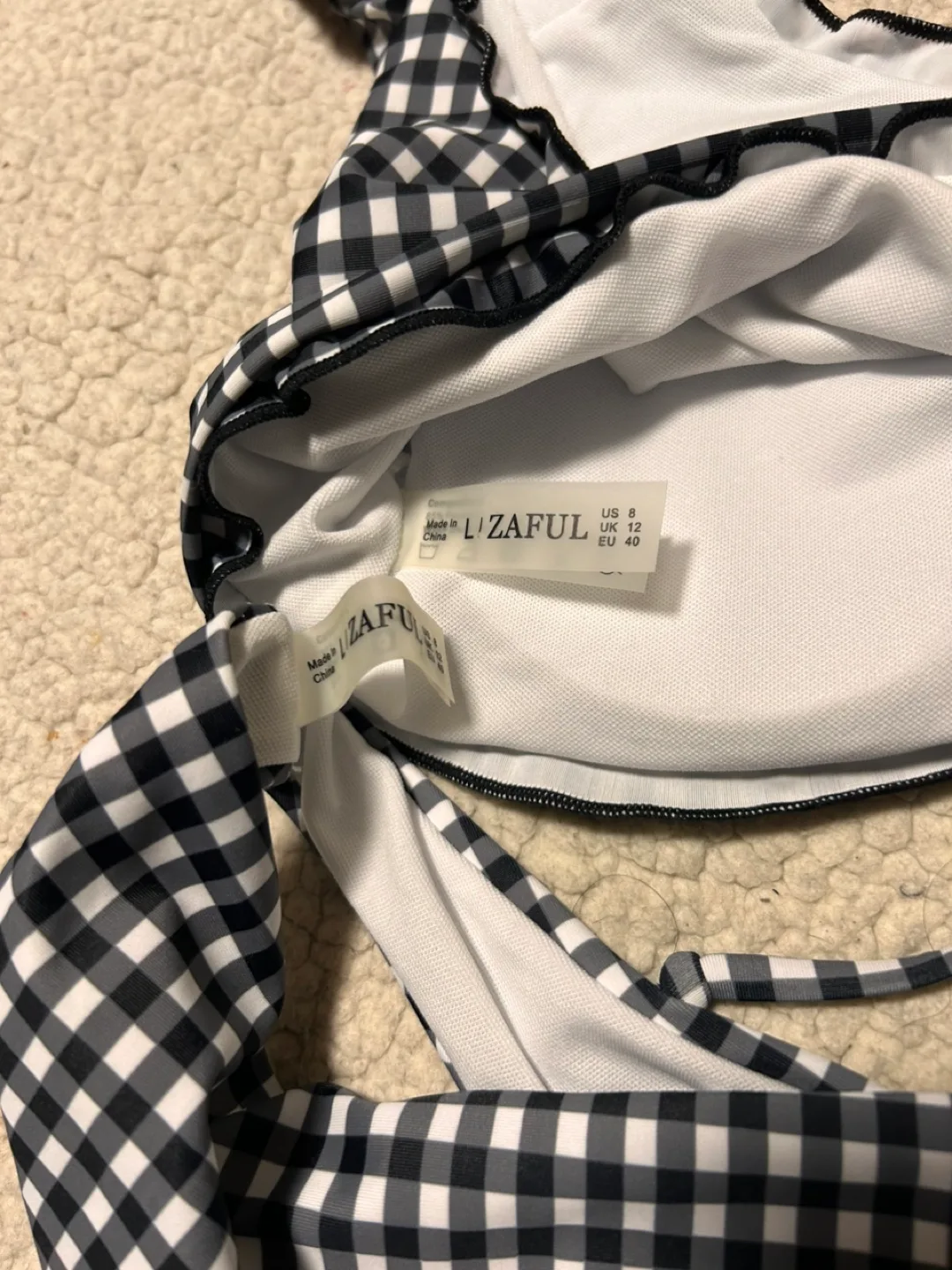 Black and White Gingham Bikini Set image indicator(10)