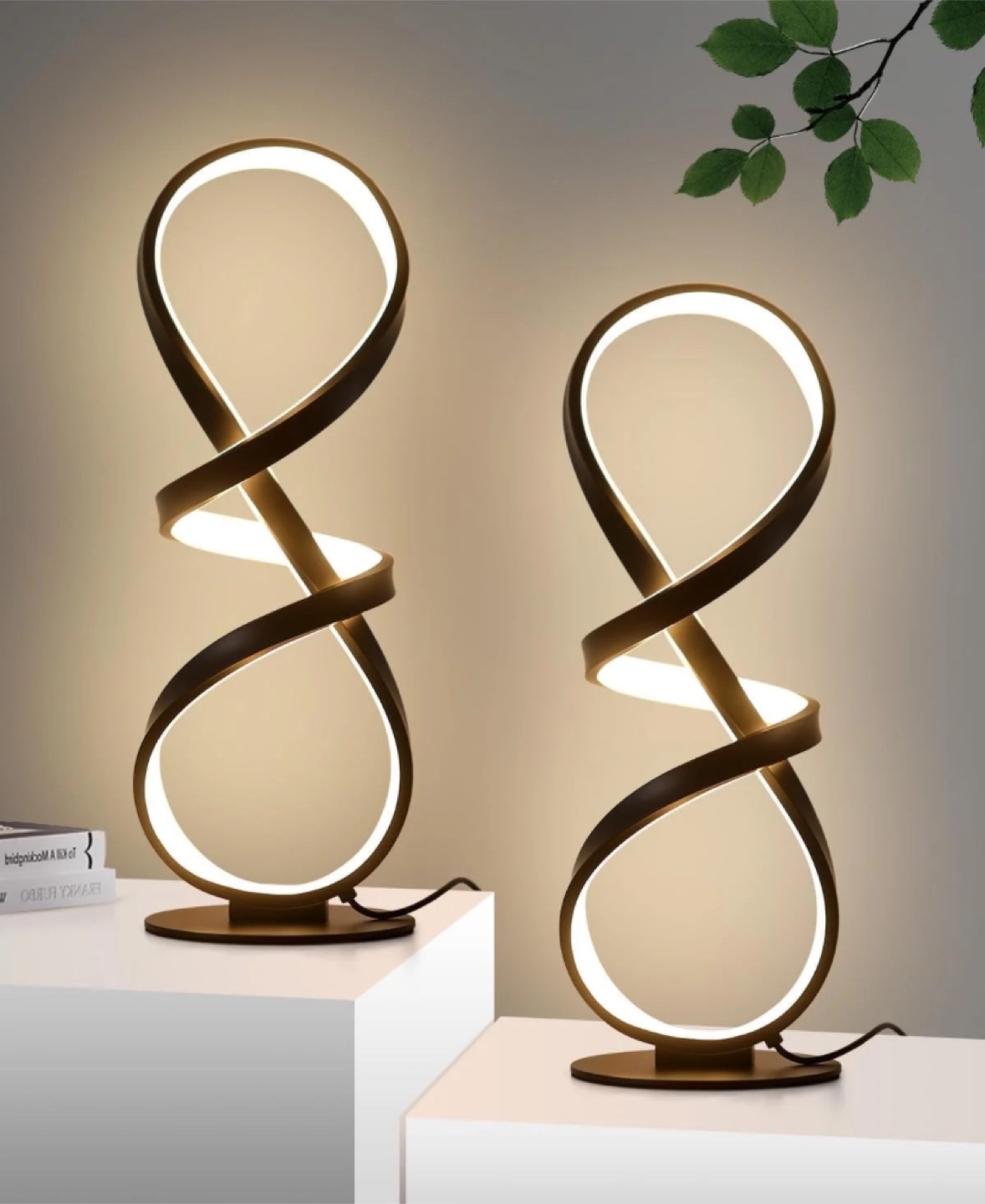 Modern Spiral LED Table Lamp, Dimmable 3 Color Temperatures