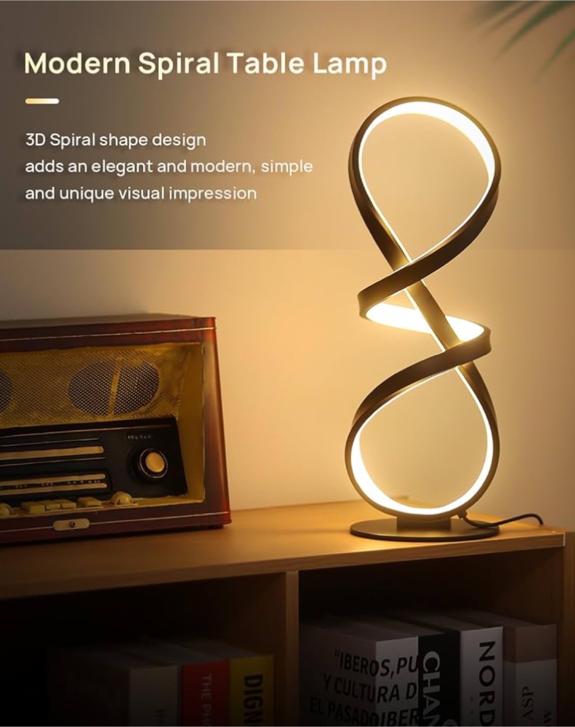 Modern Spiral LED Table Lamp, Dimmable 3 Color Temperatures - photo 5