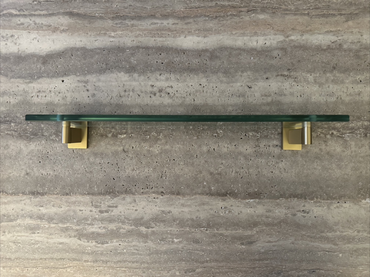 Restoration Hardware Brass and Glass Floating Shelf
