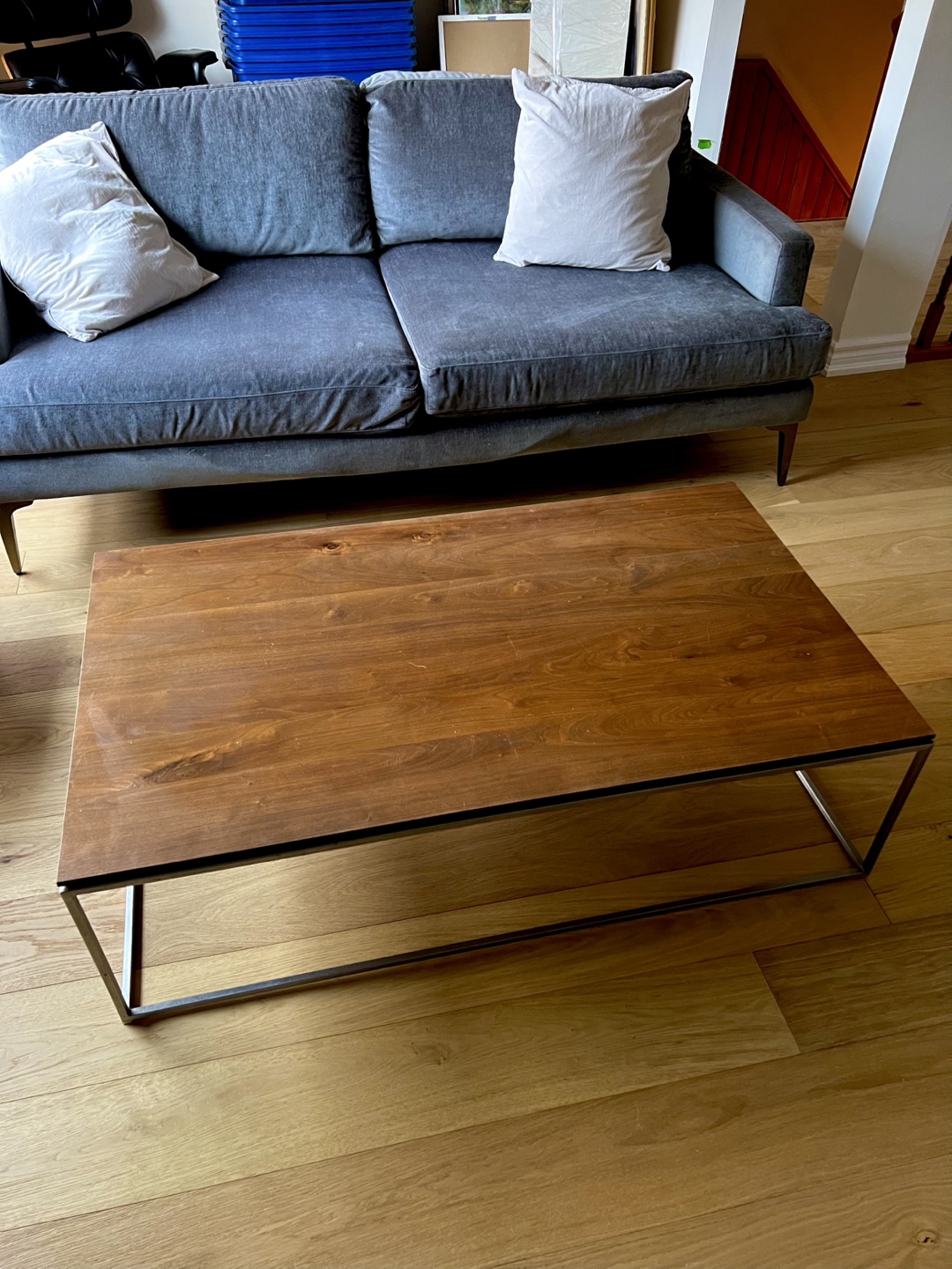Wooden Coffee Table with Metal Frame