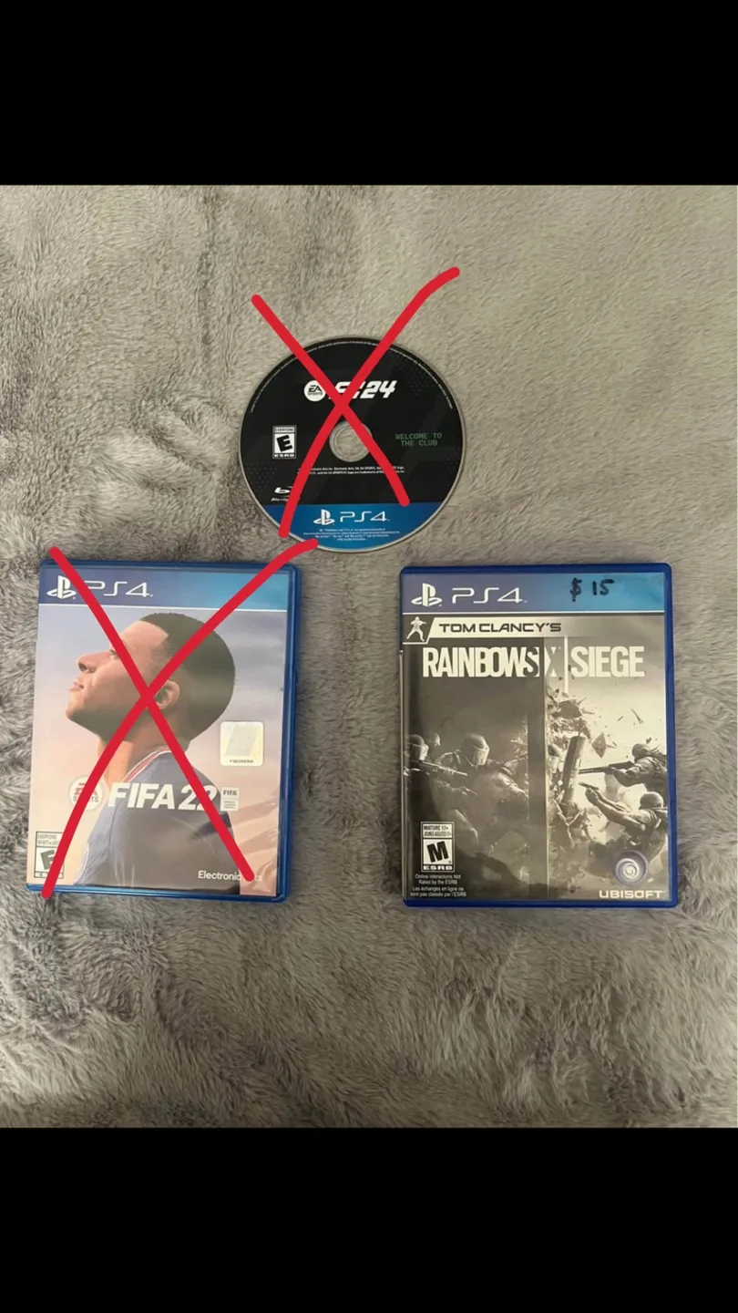 PS4 Games - FIFA 22, Rainbow Six Siege & FC24 thumbnail