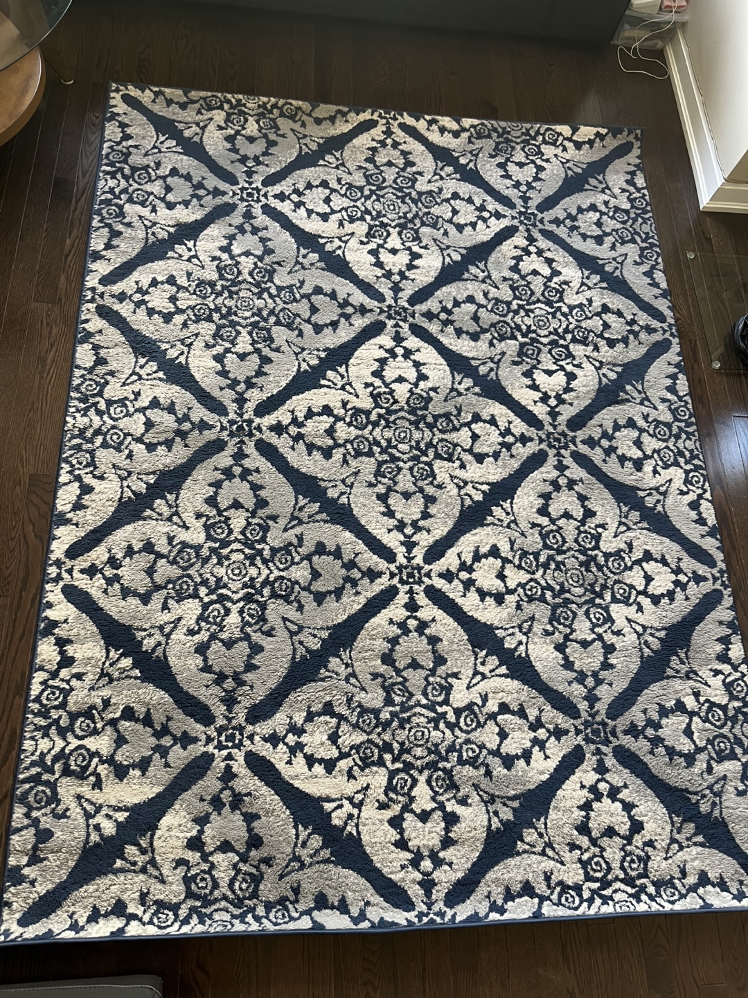 Elegant Blue and Silver Area Rug