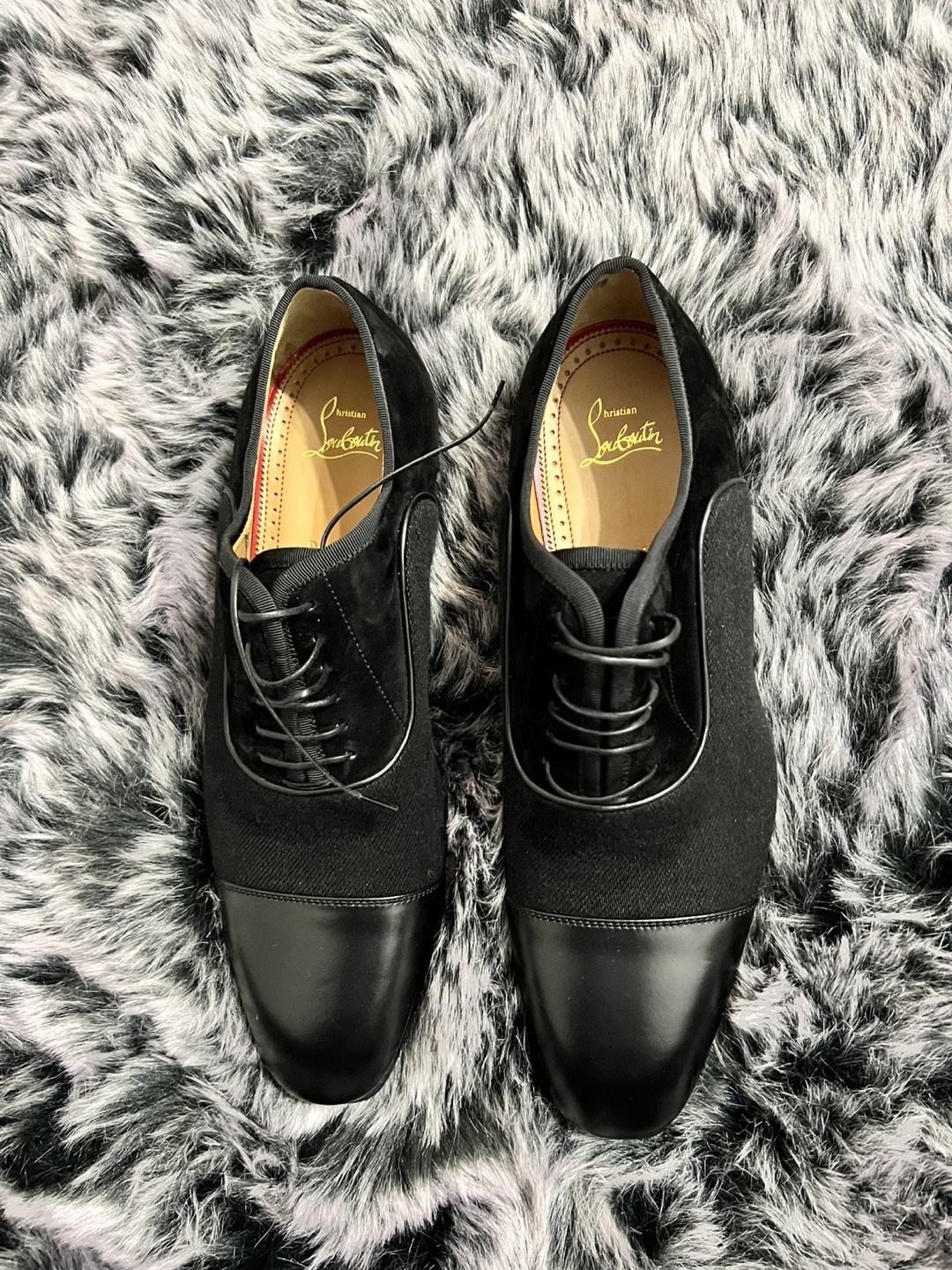 Christian Louboutin Black Suede and Leather Oxford Shoes