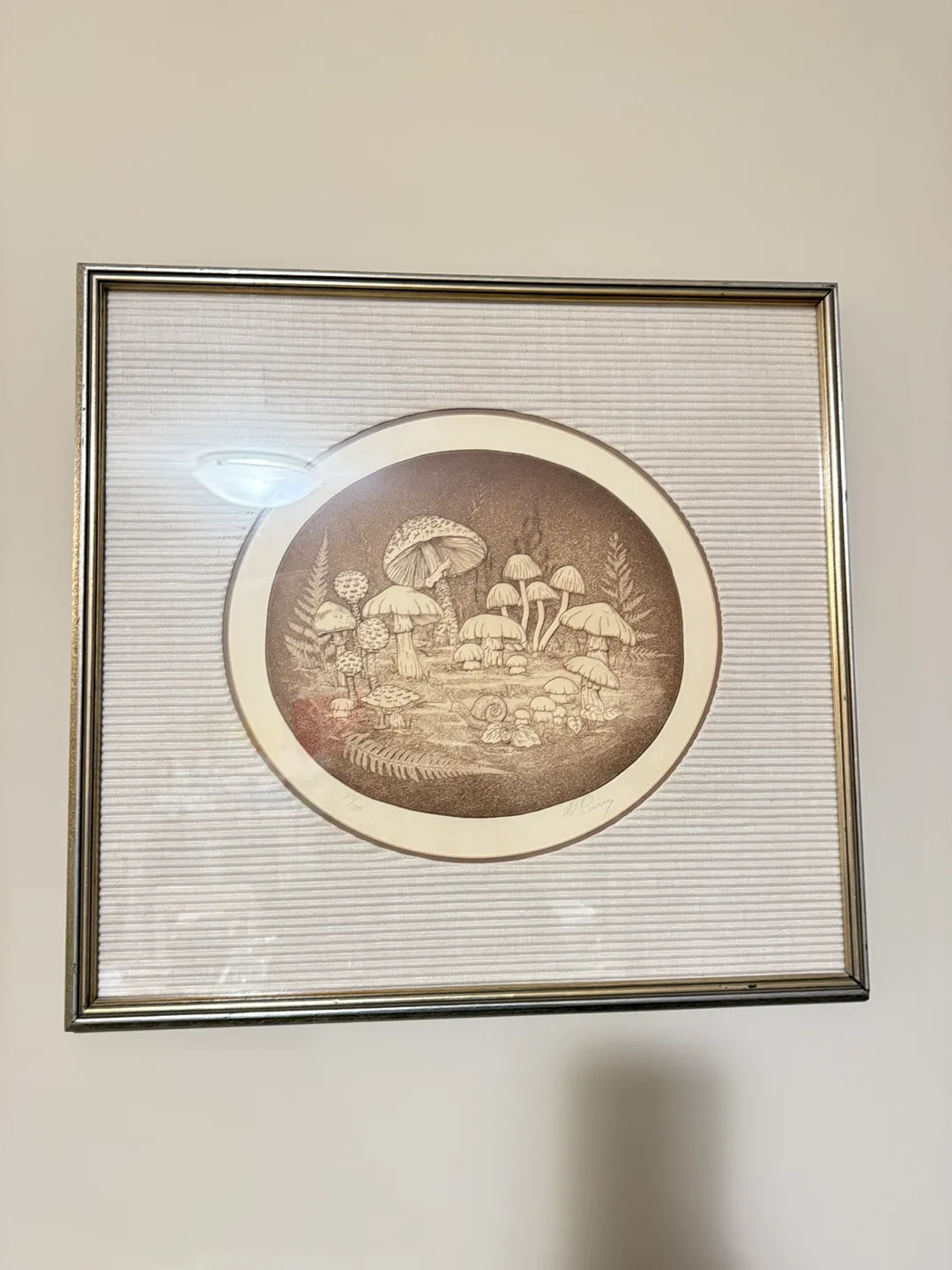 Vintage Denis Curry Mushroom Etching - Artist Proof thumbnail