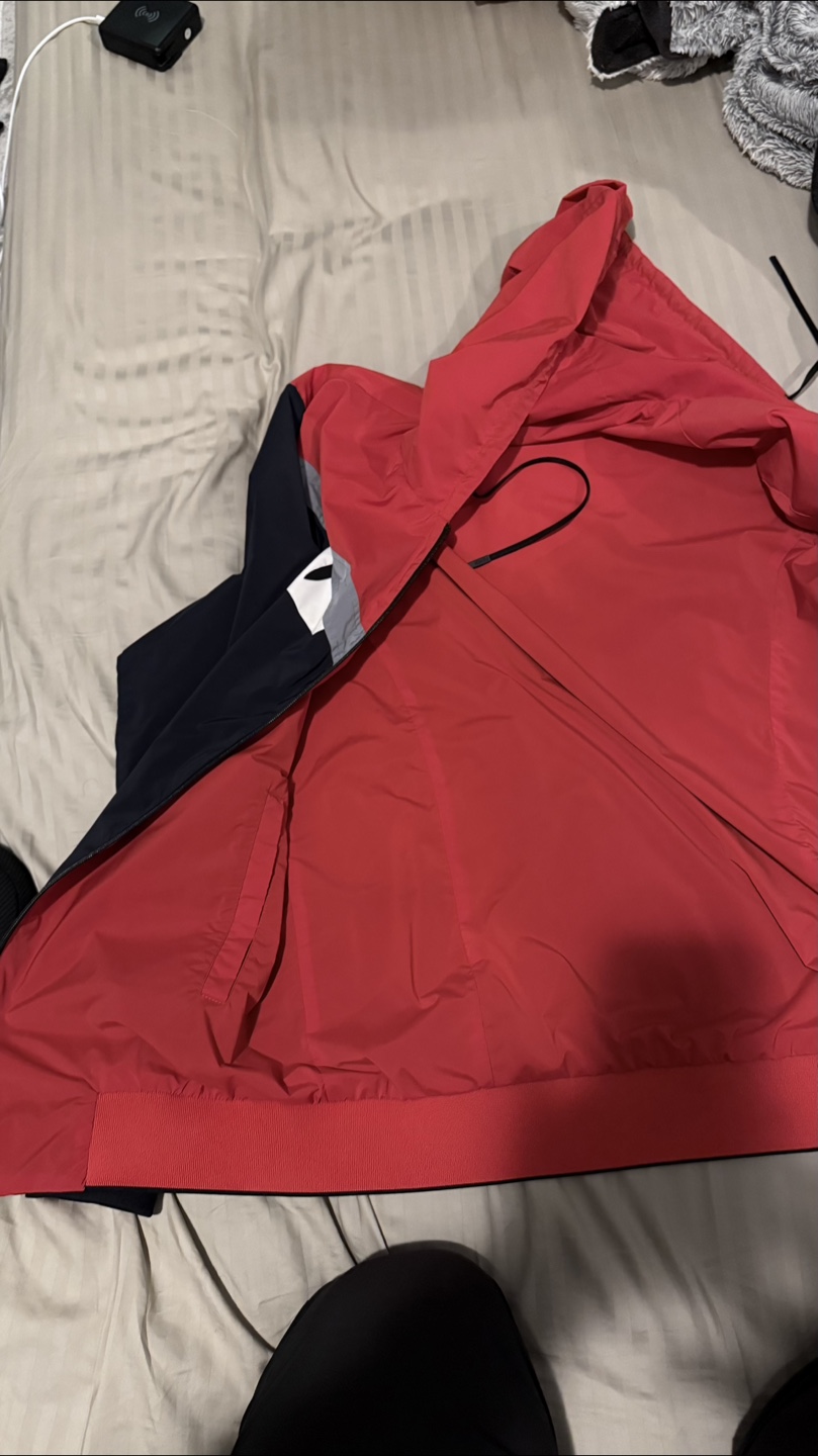 Fendi Men's Red and Navy Blue Track Jacket Size 54
