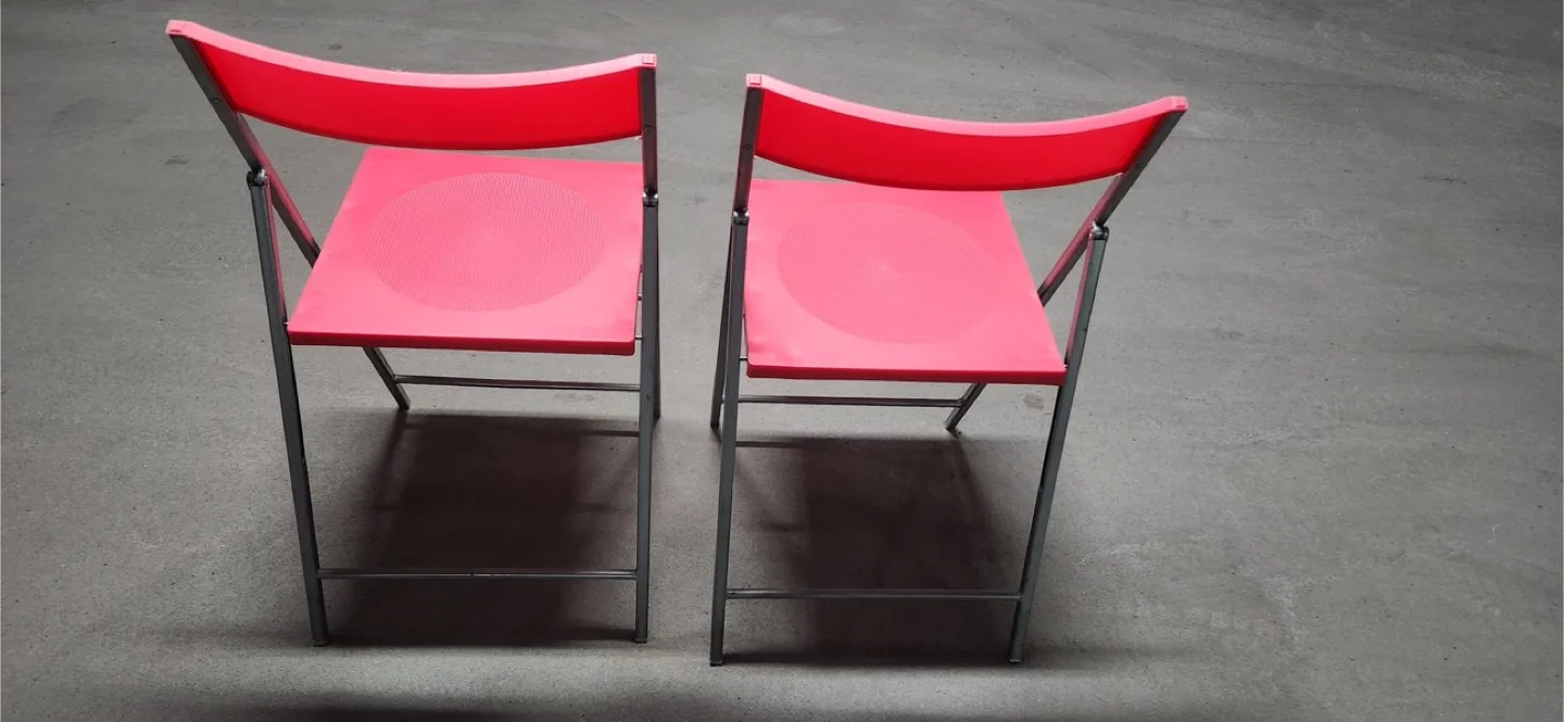 Pair of Pink Folding Chairs thumbnail