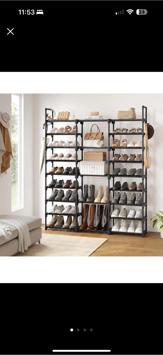 Black Metal 24-Pair Shoe Rack - photo 3