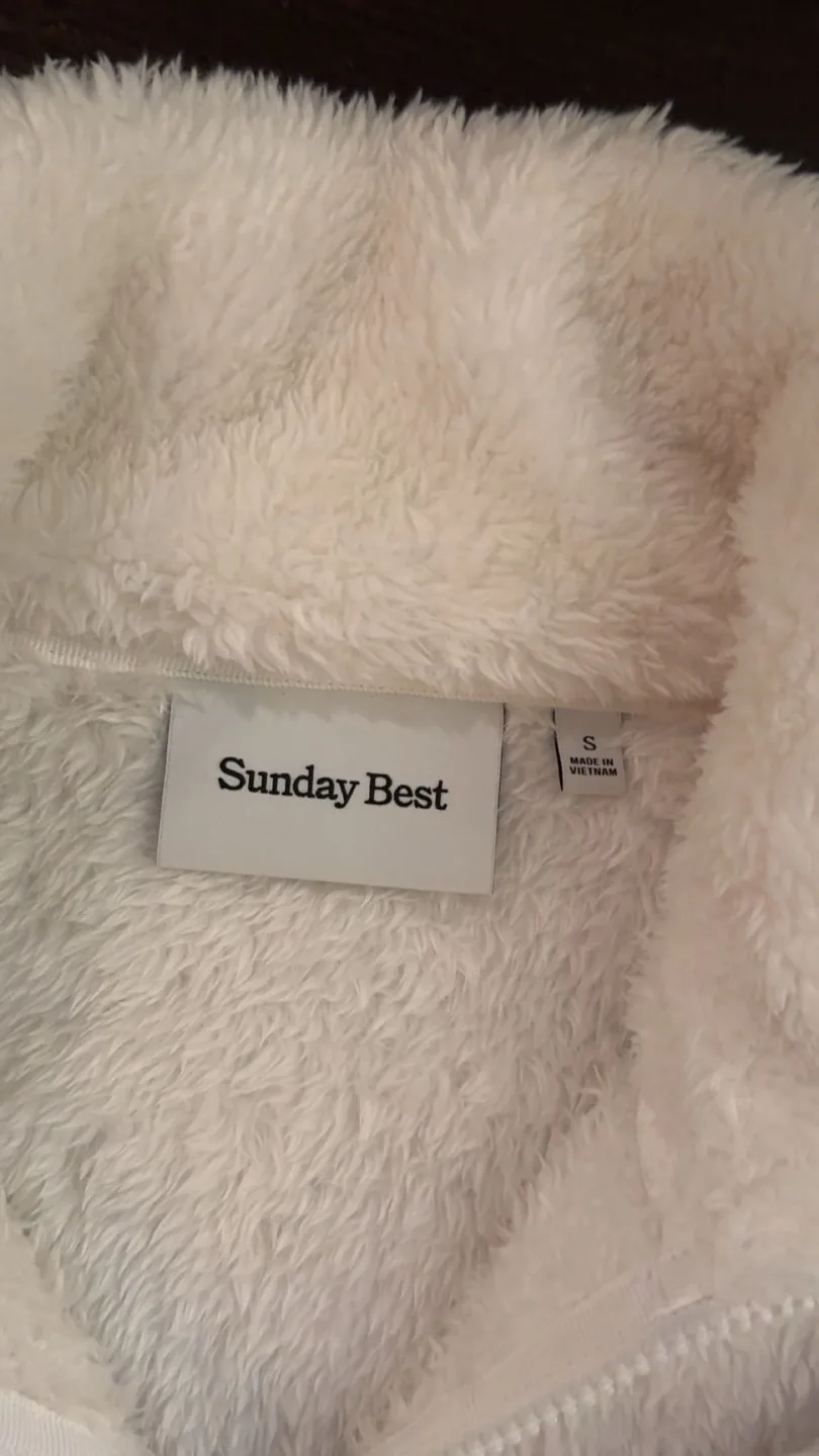 Sunday Best Cream Fuzzy Thermal Zip Sweater image indicator(4)