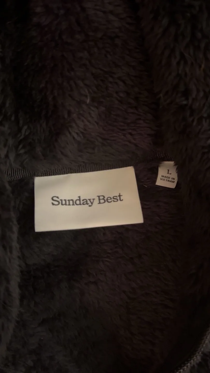 Sunday Best Black Fuzzy Zip-Up Hoodie Size L image indicator(3)