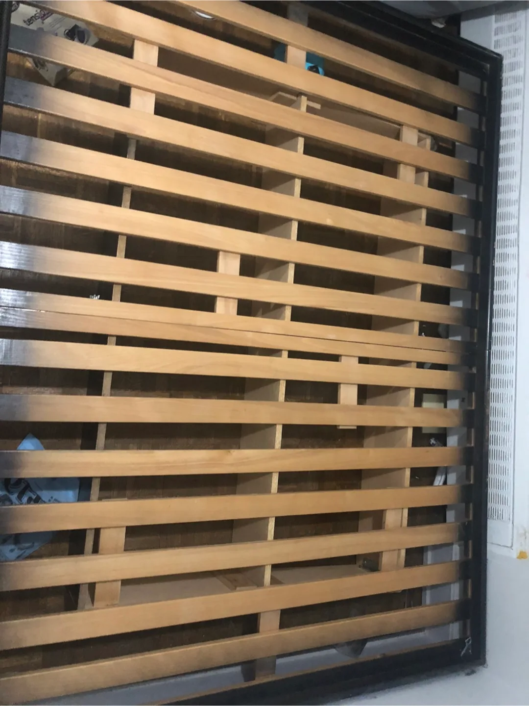 Queen size solid wood bed frame with underneath storage space image indicator(4)