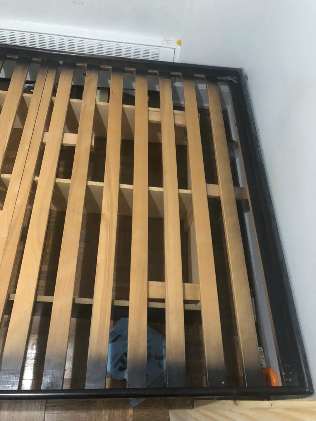 Queen size solid wood bed frame with underneath storage space thumbnail