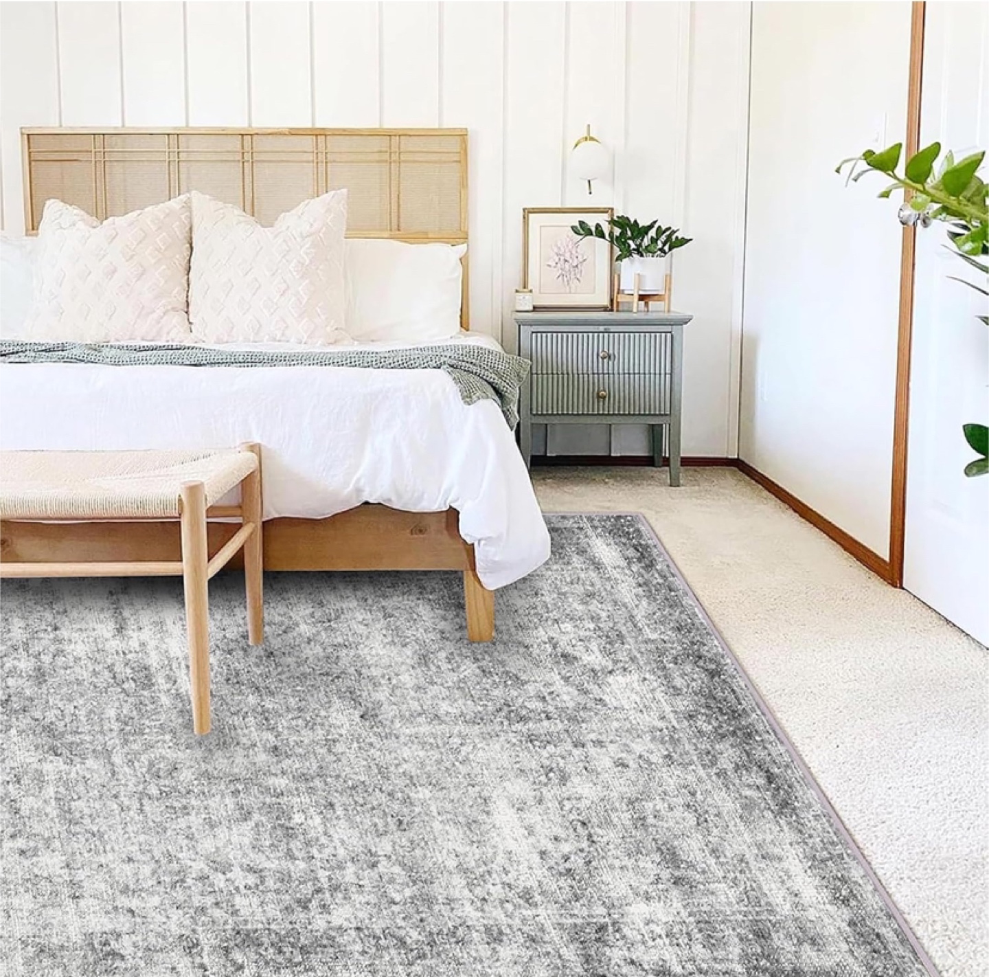 5x7 Grey Area Rug - Washable Vintage Traditional Carpet - photo 2