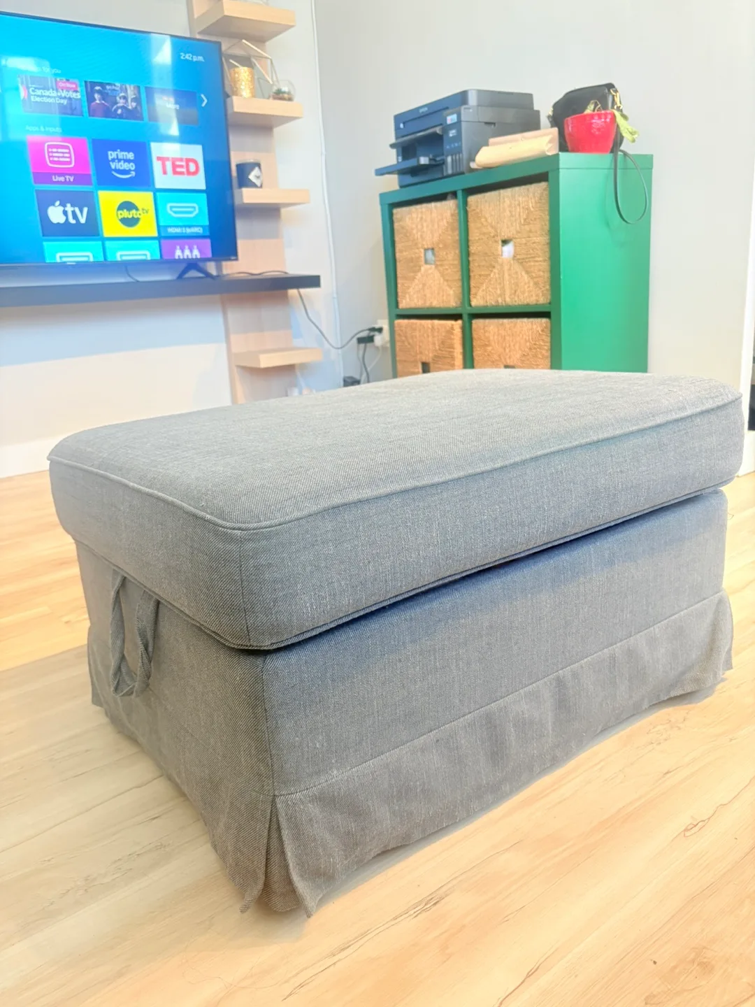 Ikea Grey Fabric Storage Ottoman thumbnail