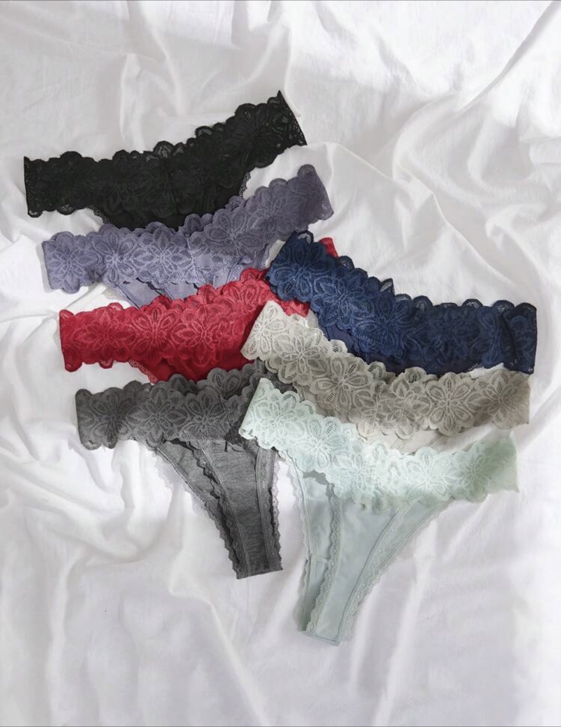 7-Pack Women's Lace Trim Thongs - photo 2