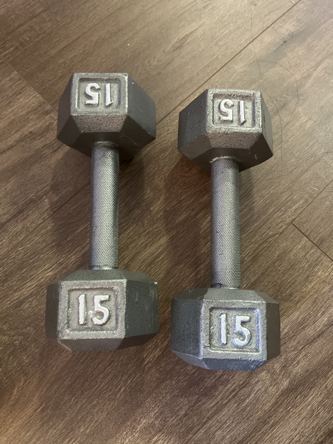 Pair of 15lb Hex Dumbbells
