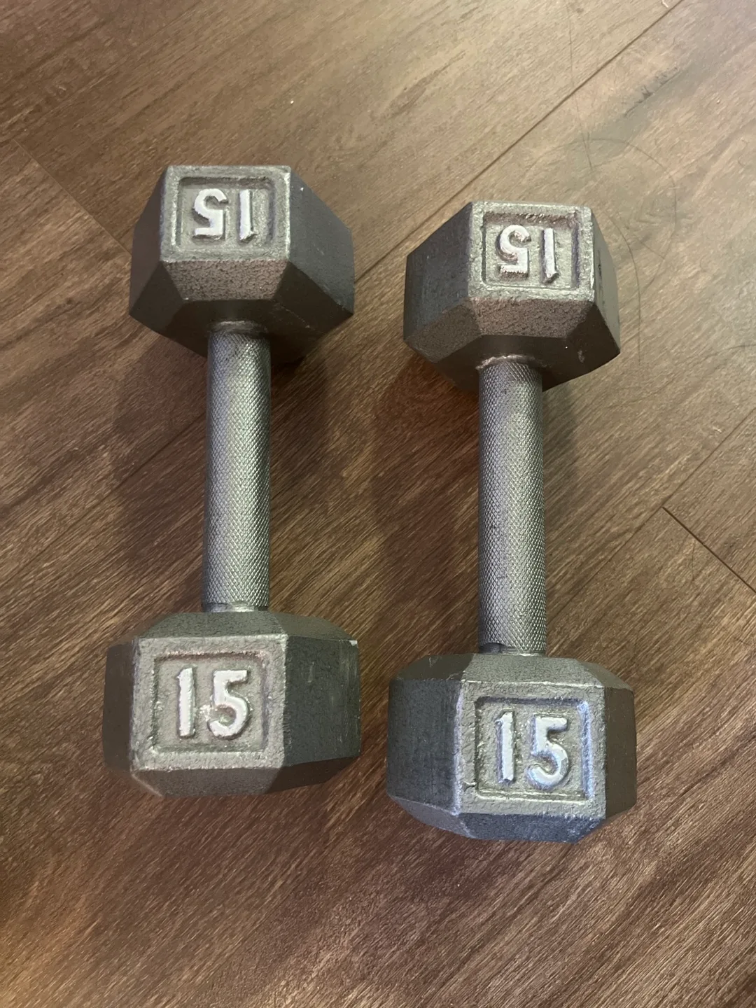 Pair of 15lb Hex Dumbbells thumbnail
