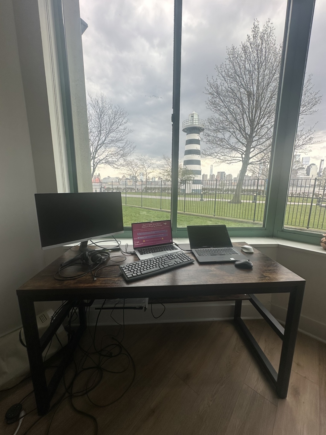 Brown Computer Desk with Metal Frame