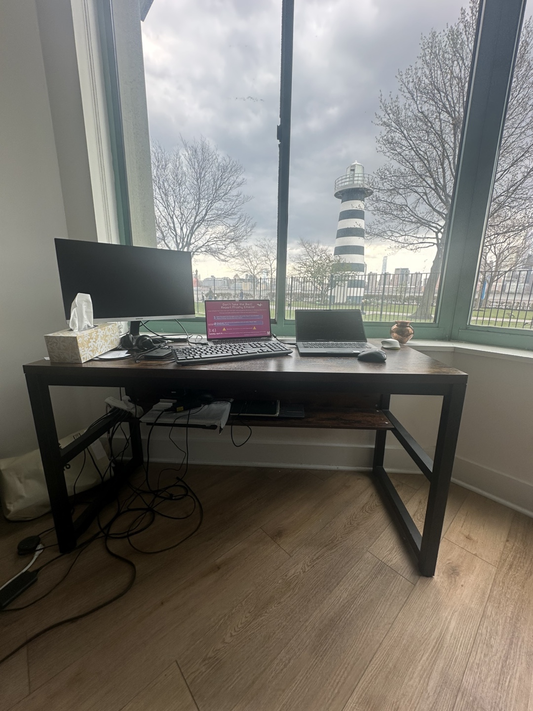 Brown Computer Desk with Metal Frame - photo 5