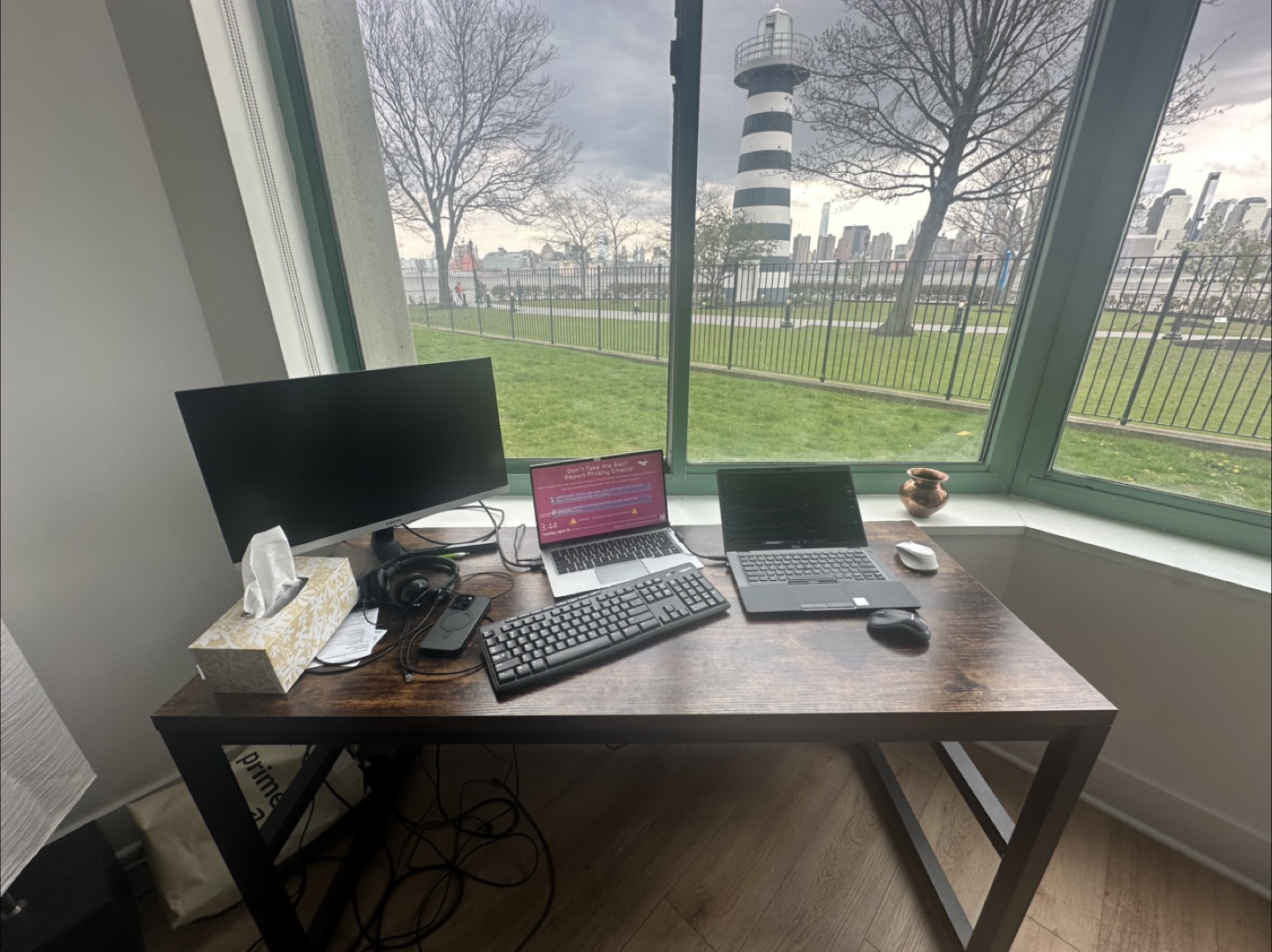 Brown Computer Desk with Metal Frame - photo 4
