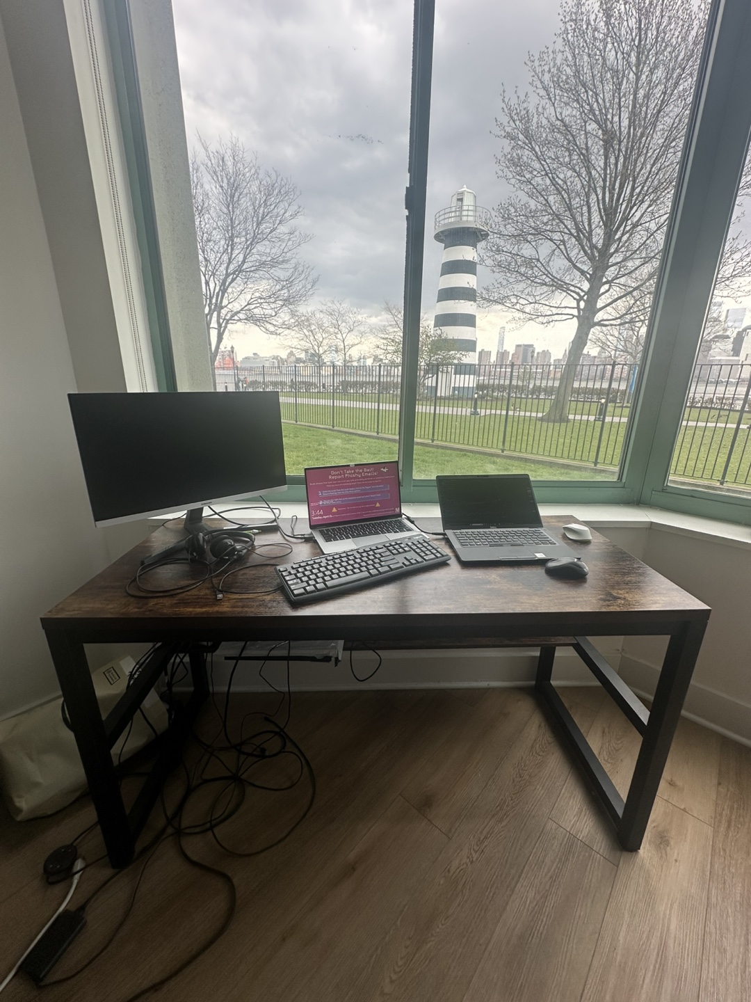 Brown Computer Desk with Metal Frame - photo 2