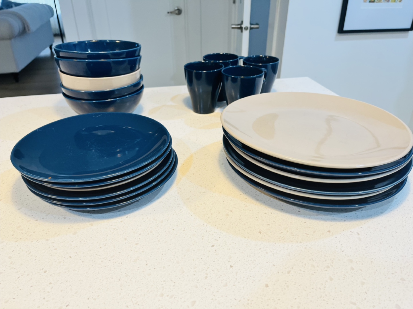 IKEA Dinnerware Set - Blue and Beige