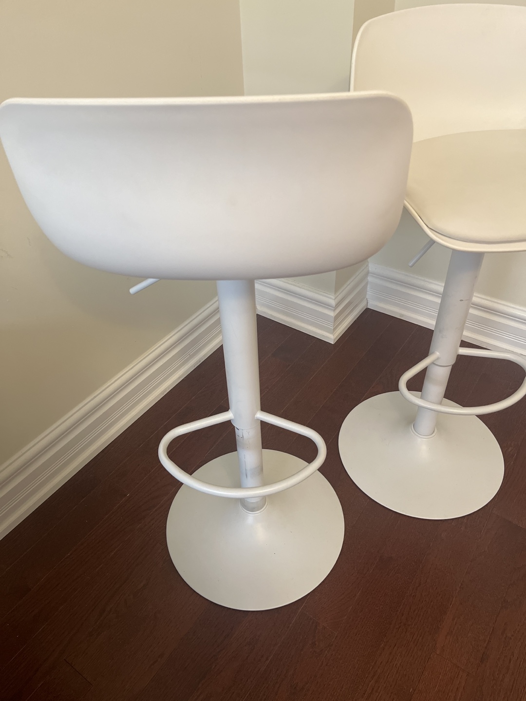 Moving Sale | Pair of White Adjustable Height Bar Stools - photo 2